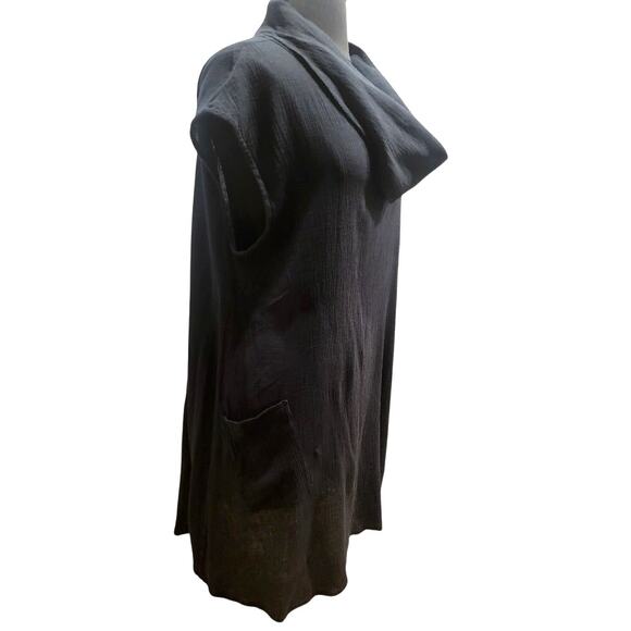 Bryn Walker Nolan Tunic Large Cowl Neck‎ Cotton Gauze Top Black - Picture 2 of 14